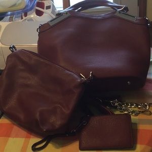 Wilson’s Leather Co. Burgundy 3pc Purse Set